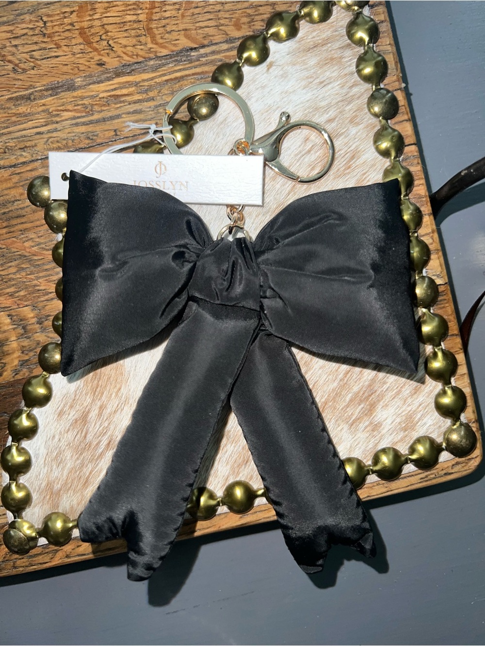 Josslyn Black Satin Bow Keychain Charm